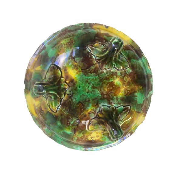 Wedgwood England Antique c. 1870-1890 Majolica Comport Tortoiseshell Glaze-Rare - Picture 8 of 13